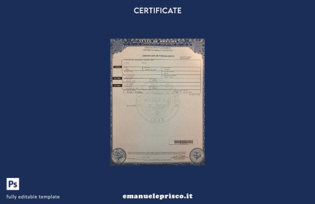 modello di certificato di nascita USA Oregon in stile verificato